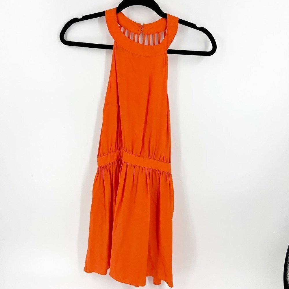 ✅ PARKER SILK ORANGE DRESS WITH STRAPPY BACK SIZE MEDIUM
